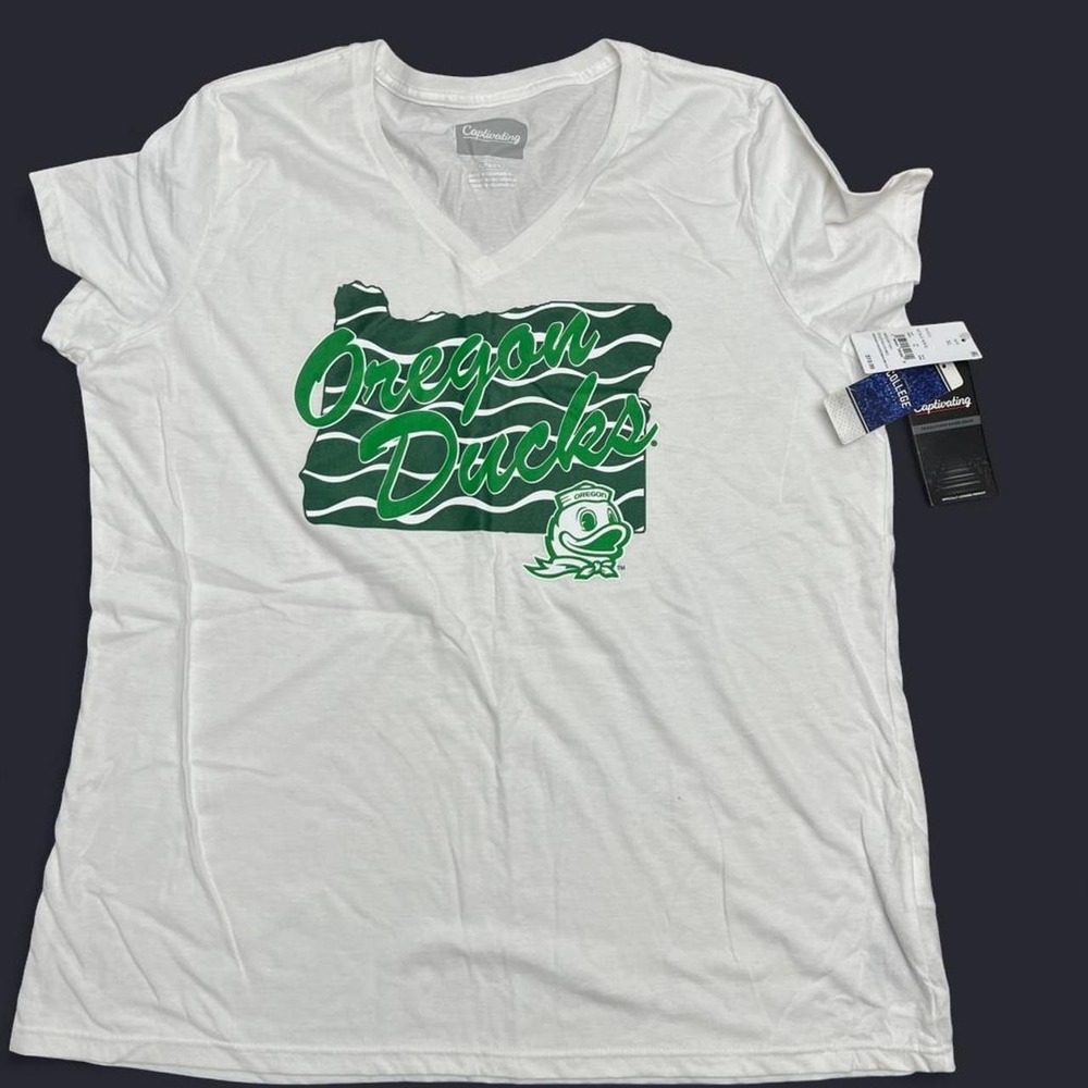 Oregon Ducks V-Neck white  T shirt